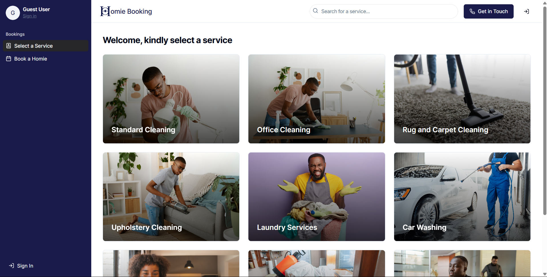 Homie Clean Booking App